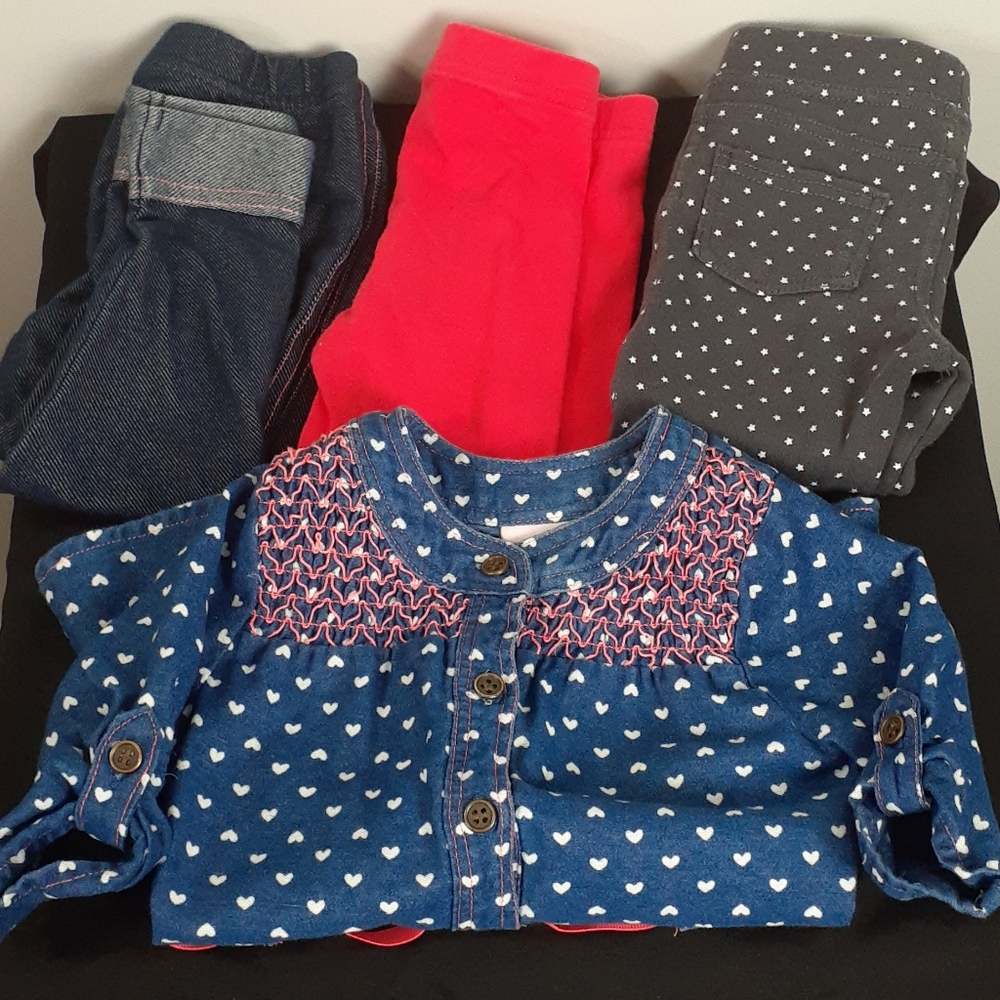 Girls Dress and Pants Leggings Bundle Size 18 Months